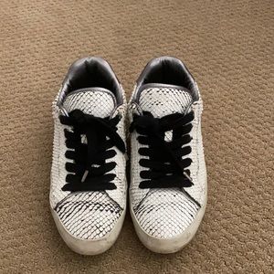 White snake skin shoes